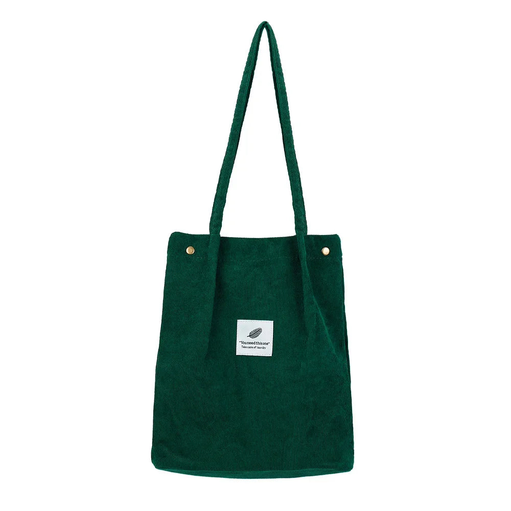Corduroy Bag Handbags for Women Shoulder Bags Female Soft Environmental Storage Reusable Girls Small and Large Shopper Totes Bag