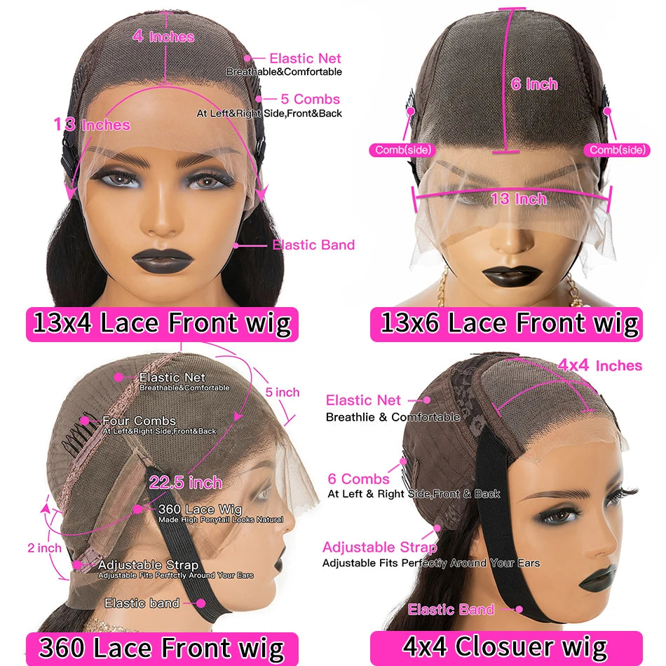 38 inch Straight Lace Front Wig With Bangs Fringe Human Hair Wigs 360 HD Full Lace Frontal Wig With Bang On Sale Clearance Cheap
