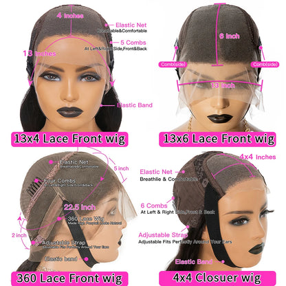 38 inch Straight Lace Front Wig With Bangs Fringe Human Hair Wigs 360 HD Full Lace Frontal Wig With Bang On Sale Clearance Cheap