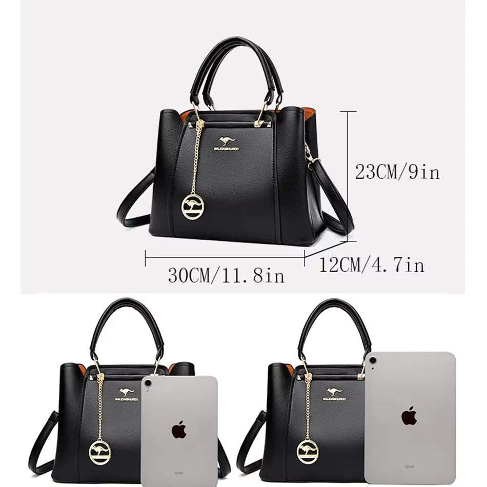 Genuine Soft Pu Leather Handbags for Women Vintage Shoulder Tote Bag Luxury Designer Ladies Large Capacity Purse Bags Sac A Main