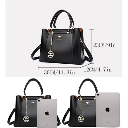 Genuine Soft Pu Leather Handbags for Women Vintage Shoulder Tote Bag Luxury Designer Ladies Large Capacity Purse Bags Sac A Main