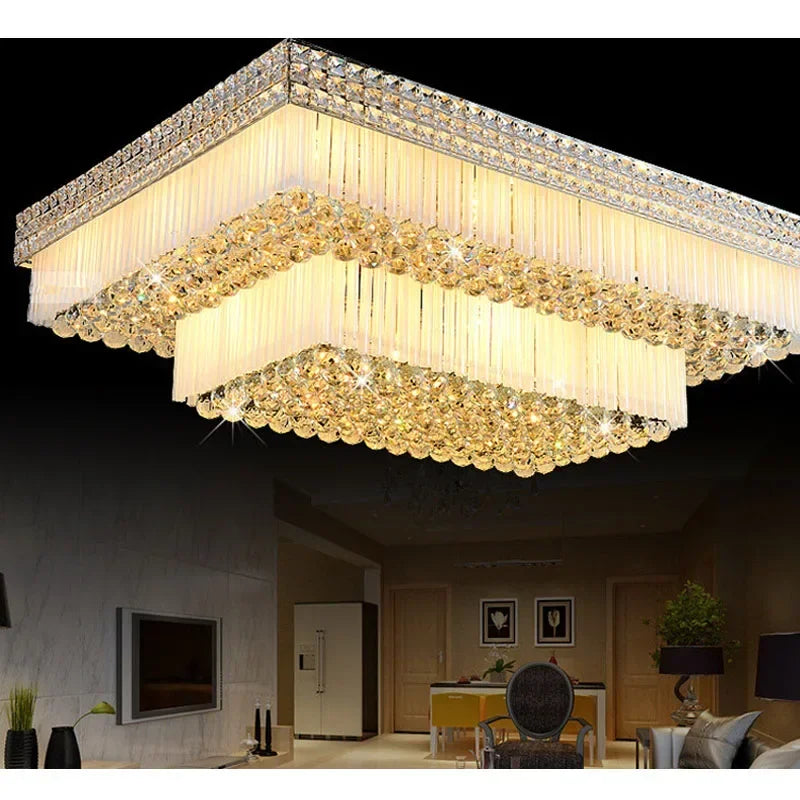 Manufacturers Wholesale Chandelier Lamp Suspend Lobby Gold Hanging Rectangular Living Room Bedroom Restaurant LED Ceiling Lights