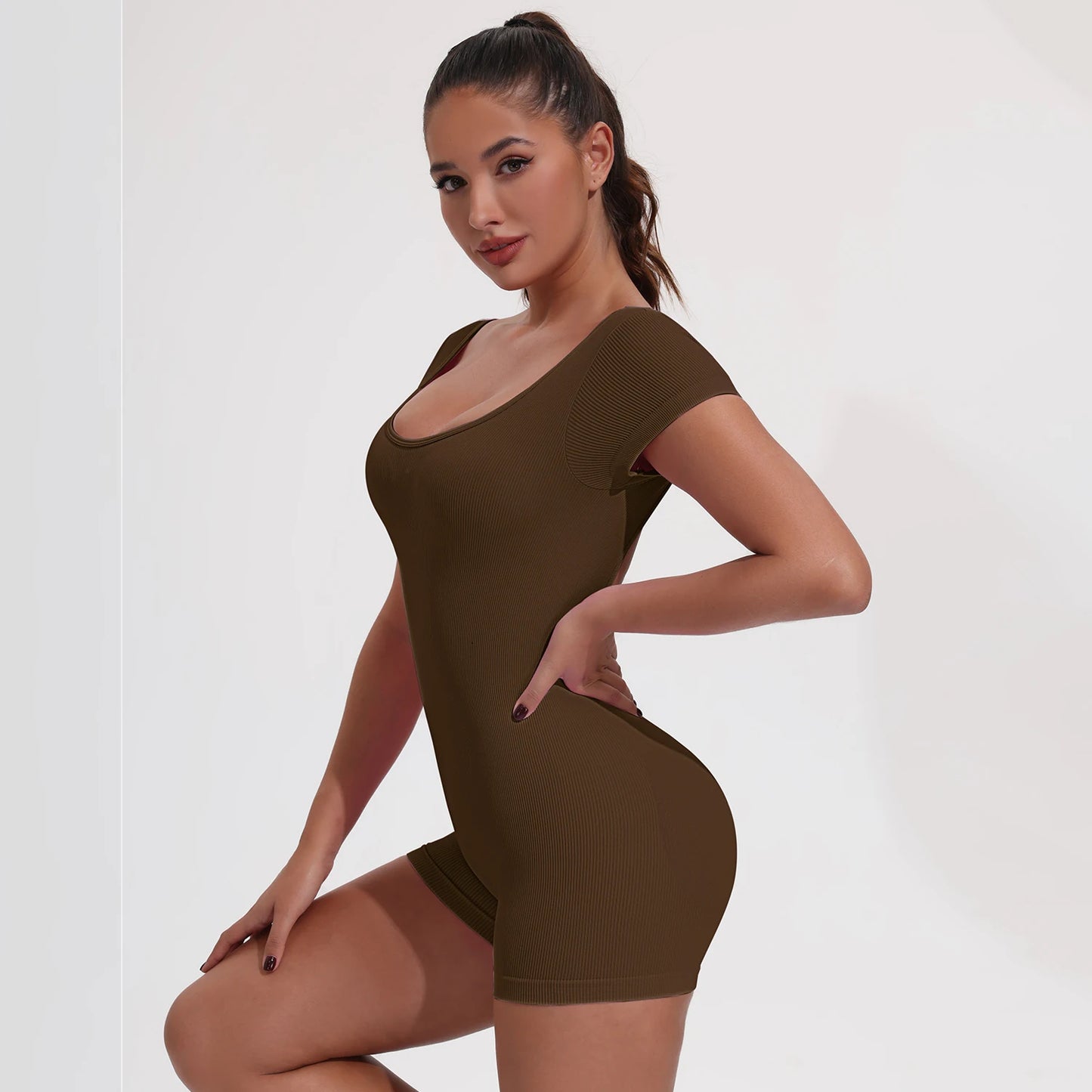 Summer Sexy Backless Sports Overalls Women Gym Rompers Sportswear Breathable Bodysuits One-Piece Suit Short Yoga Jumpsuits