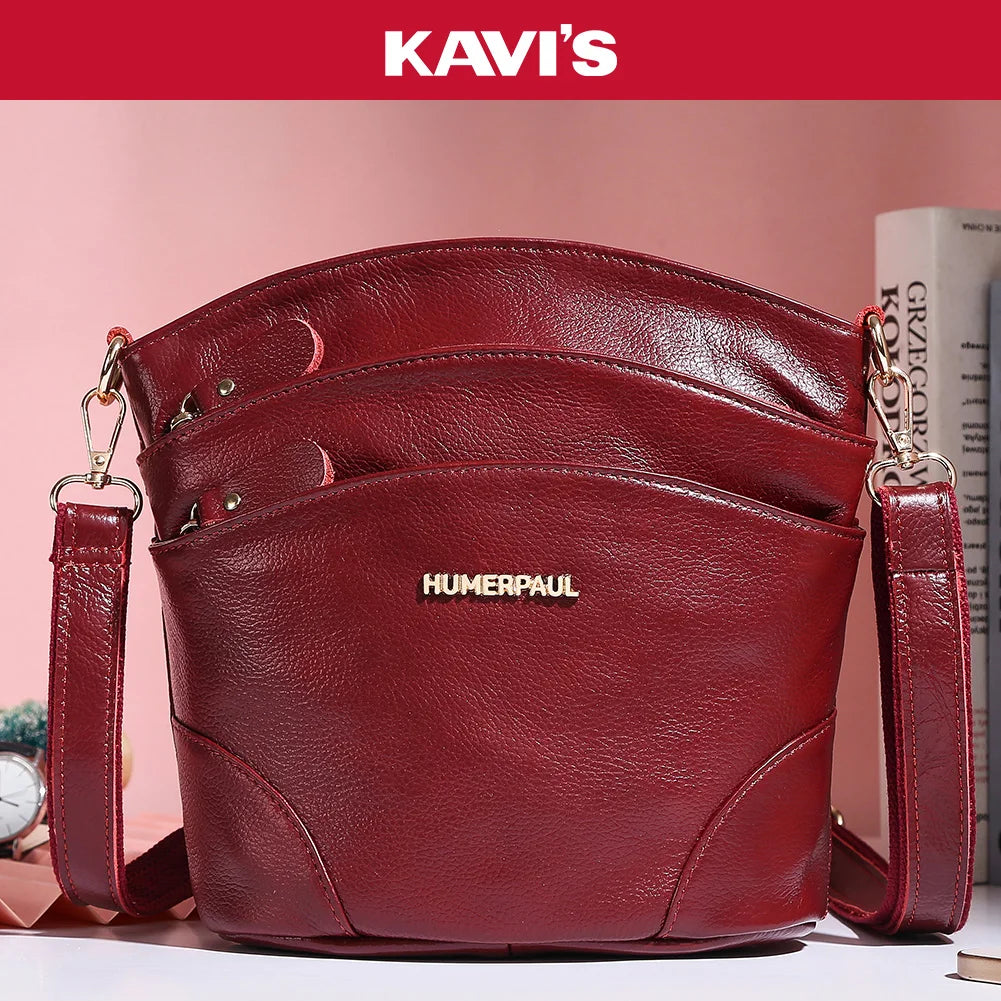 100% Genuine Leather Women Messenger Bags Casual Cell Phone Purse with Adjustable Strap Multiple Pockets Crossbody Shoulder Bag