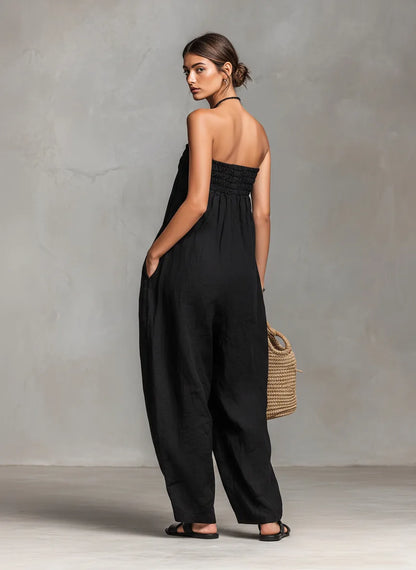 Solid Women Jumpsuits For Spring Summer Sleeveless Slash Neck Loose Fashion Streetwear Overalls Wide Leg Pants Trousers 2026
