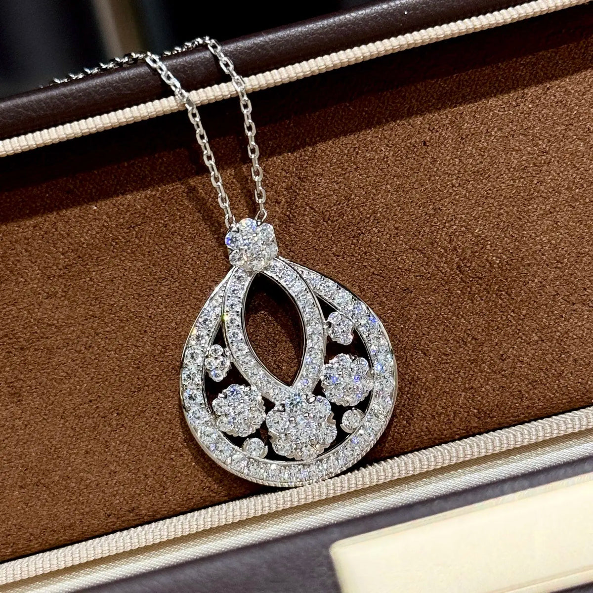 Trendy Real 925 Sterling Silver Necklace For Women Gift 5a Zircon Garland Skeleton Design Chain Pendant Luxury Fine Jewelry