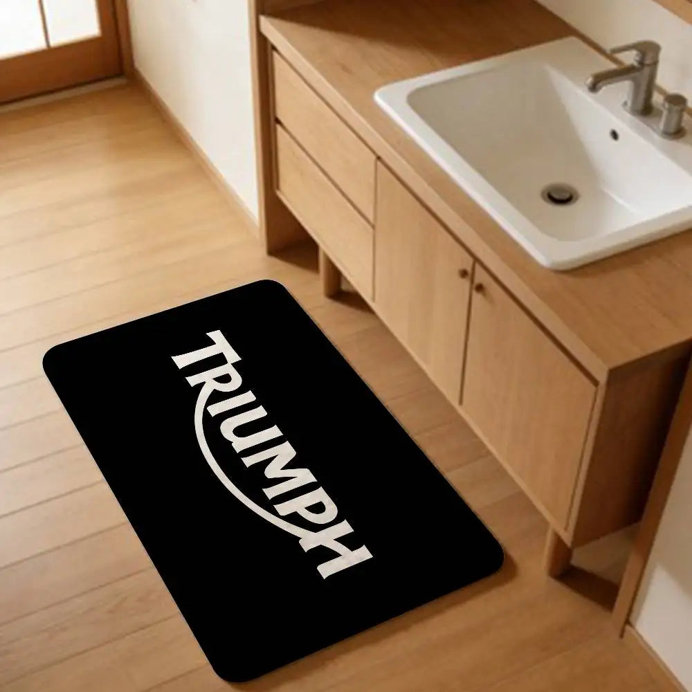 T-Triumph Motorcycle Logo Room Mats Retro Multiple Choice Living Room Kitchen Rug Non-Slip Welcome Rug