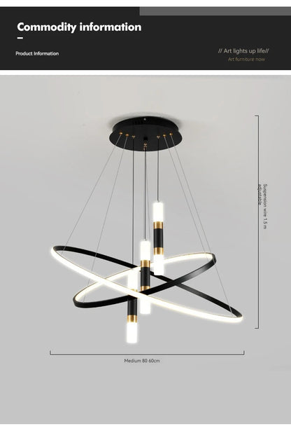 Modern Round LED Chandeliers for Living Room Dining Room Kitchen Island Luster Pendant Lights Fixture Home Decor Indoor Lighting