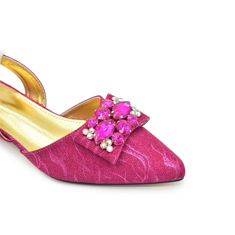 Ladies Shoe and Bag Set Latest Designers Women Nigerian Italian Shoes and Bag Set Decorated with Rhinestone Luxury Wedding Pumps