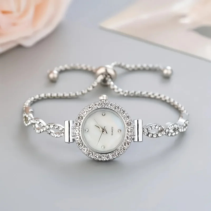 1 piece of women's luxury rhinestone quartz watch, paired with a durable zinc alloy strap