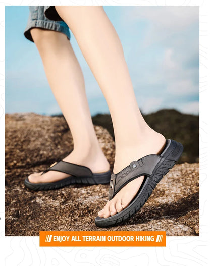 Flip Flops Summer Men's Outdoor Thick Soled Beach Shoes Breathable Cool Non Slip Comfort Sandals Male Casual Hiking Sandals