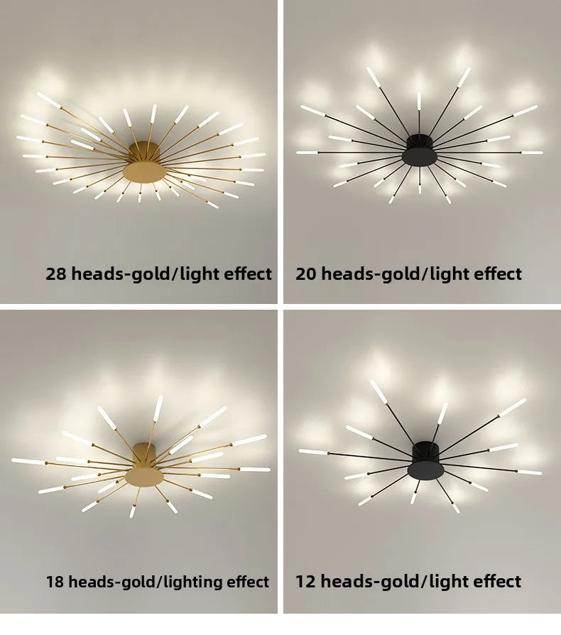 Minimalist LED Ceiling Lamp, Elegant Swirl Firework Design for Living Room, Bedroom, Dining Room