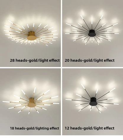 Minimalist LED Ceiling Lamp, Elegant Swirl Firework Design for Living Room, Bedroom, Dining Room