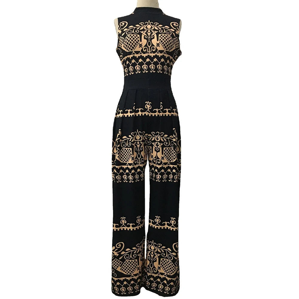 Slim Fitting Printed Sleeveless Women's Jumpsuit 2023 Spring New Casual Pants Rompers