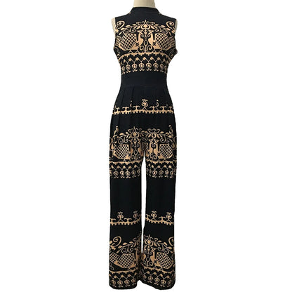 Slim Fitting Printed Sleeveless Women's Jumpsuit 2023 Spring New Casual Pants Rompers
