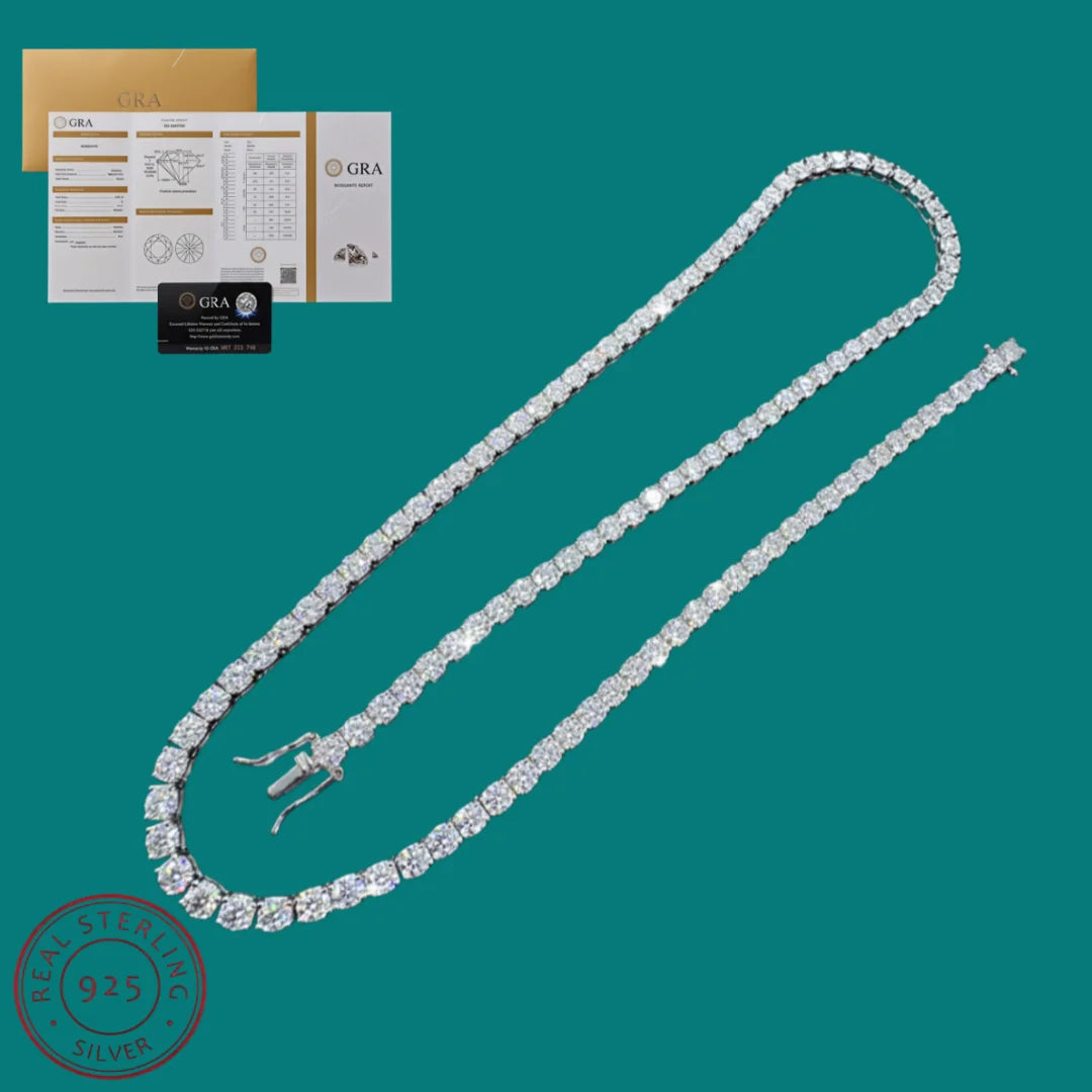 D Color Moissanite Tennis Necklace 100% 925 Sterling Silver 2-6mm Classics with GRA Necklaces for Women Man Wedding Jewelry Gift