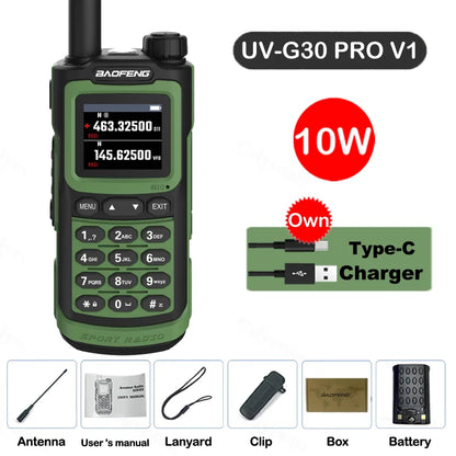 Baofeng Walkie Talkie UV-G30 Pro V1 10W Four Bands Long Range Portable Ham Radios Copy Frequency Waterproof 2-Way Radio Ham 2026
