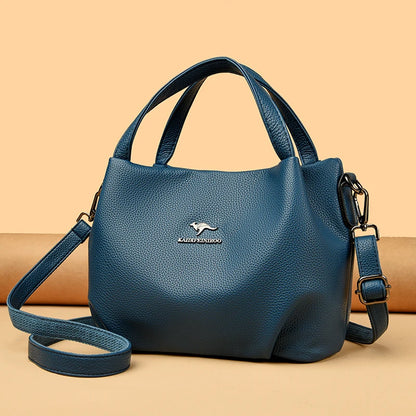 Genuine Soft PU Leather Handbags for Women Vintage Shoulder Tote Bag Luxury Designer Ladies Large Capacity Purse Bags Sac A Main