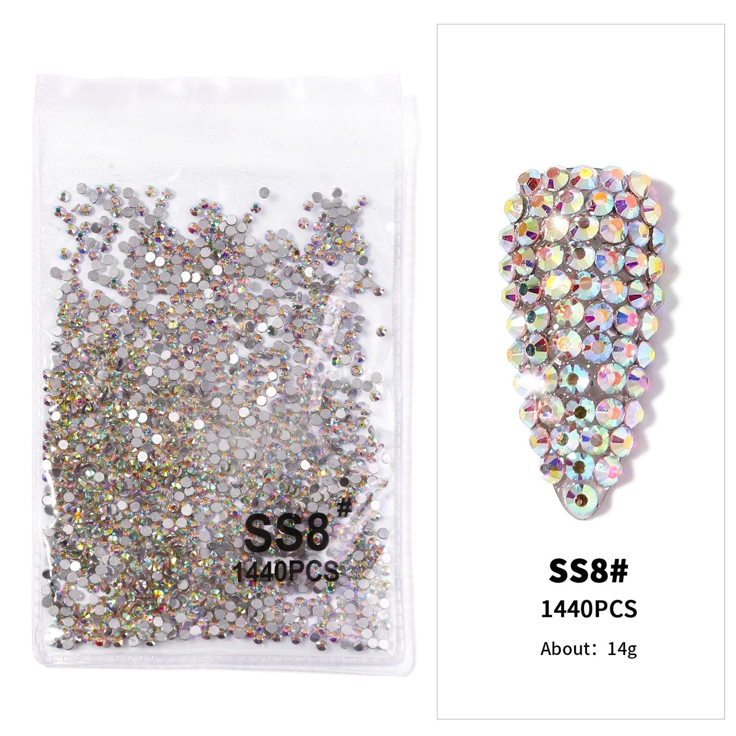 12Gird 3D Glass AB Crystal Nail Art Rhinestones Kit Flatback Round Bead Charm Gem Stones Jewelry Diamond with Tools for Nail Art
