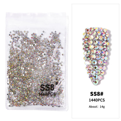 12Gird 3D Glass AB Crystal Nail Art Rhinestones Kit Flatback Round Bead Charm Gem Stones Jewelry Diamond with Tools for Nail Art