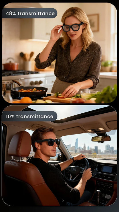 New Smart Glasses E02C Electrochromic Lenses 800W HD Camera AI Interaction Voice Assistant Simultaneous Translation Smartglasses