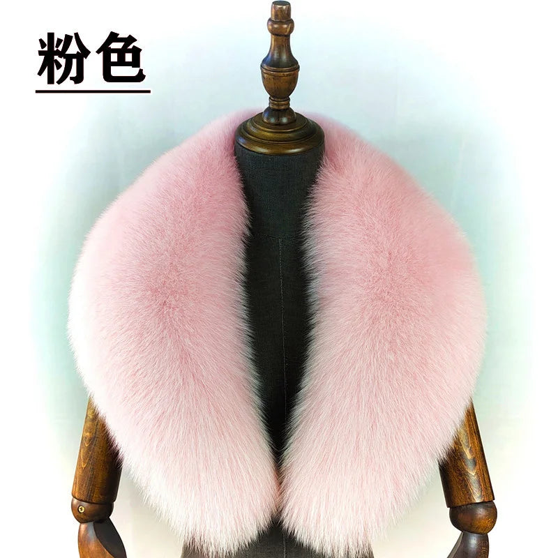 Fox Fur Collar 100% Real Fox Fur Scarf Winter Women Natural Fur Gray Collar Large Size Neck Warmer Fur Scarf Shawls