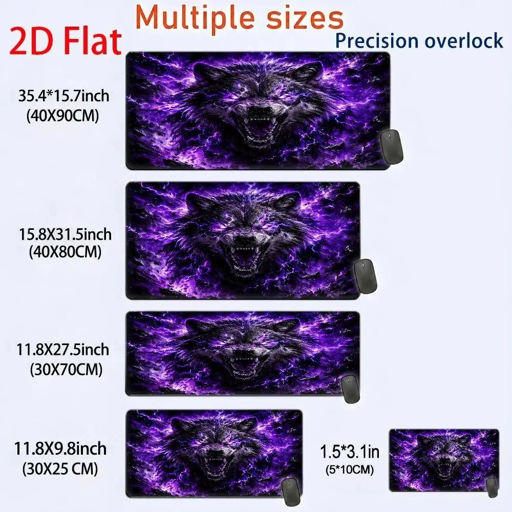 Wild Purple Lightning Wolf Mouse Pad, Mythical Fantasy Game Mouse Pad, Dark Gothic Design Style tapis de souris pc accessories
