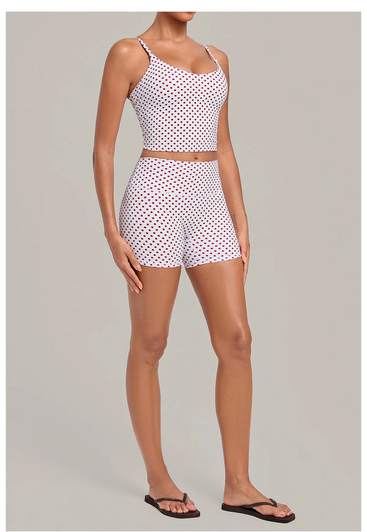 2PCS Stripes And Polka Dots Yoga Suit Women Tracksuits Sports Outfits Gym Clothes Breathable Sports Bra Fitness Flared Pants Set