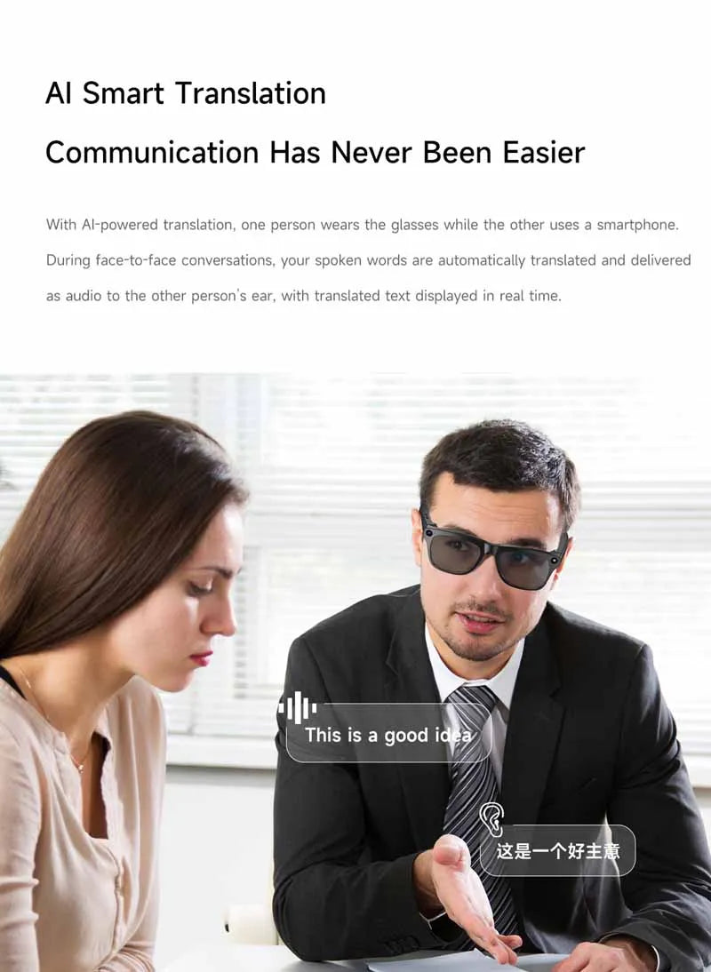 2026 4K HD Color Changing AI Smart Glasses Chat GPT 100MP Camera Bluetooth Call Voice Assistant Control Smart Glasses 2026 New