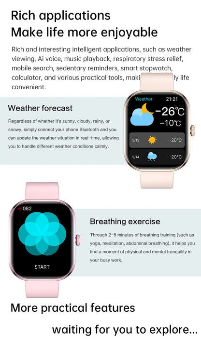 2026 New Smart Watches Women Full Touch Screen Bluetooth Call Waterproof Sport Fitness Tracker Lady Watches Smartwatch For Men