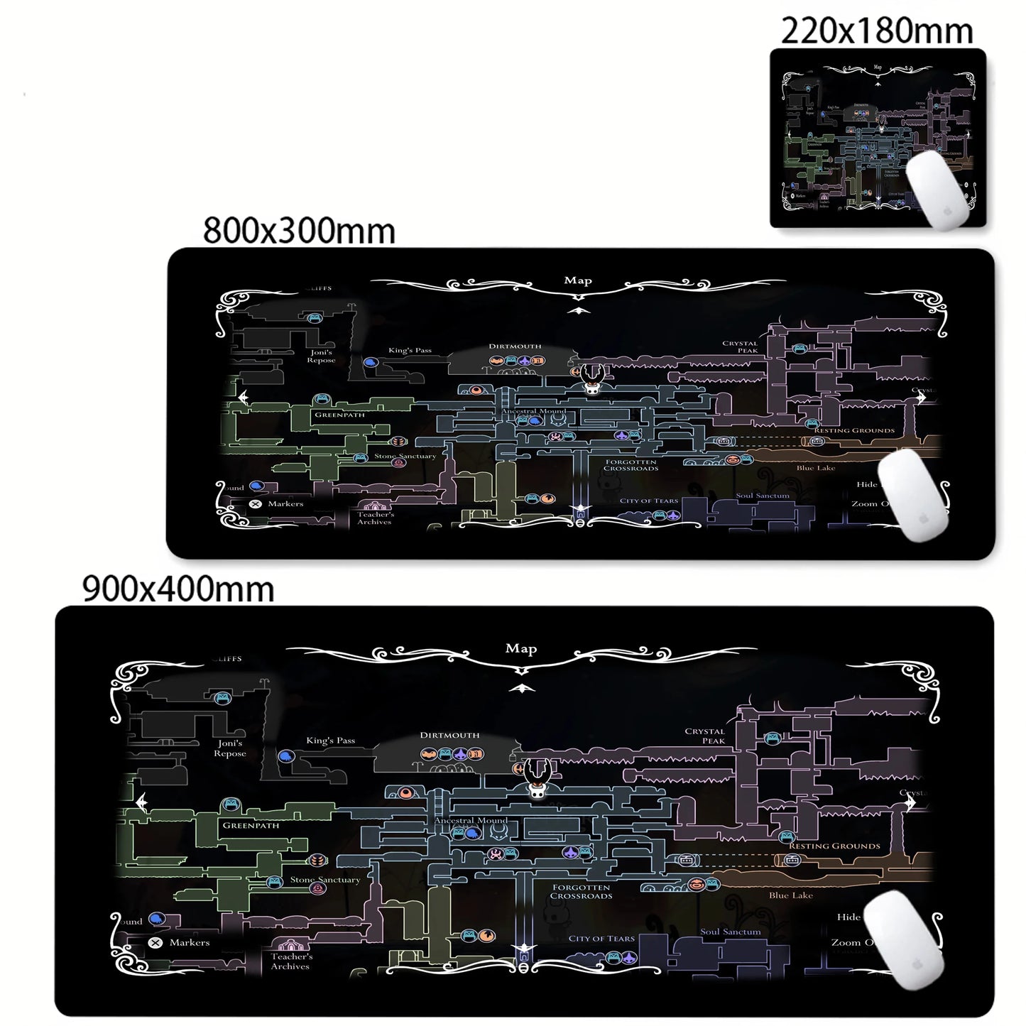 Gaming Mouse Pad Black And White Rubber Office Computer Mouse Mat Hollow Knight Anime Big Mousepad Gamers Desk Keyboard Mats