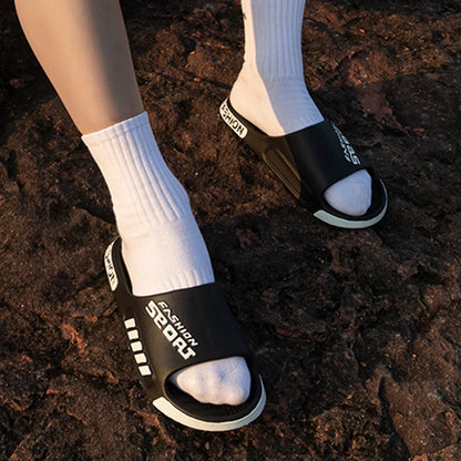 Big Size 36-47 Men Slippers Summer Flat Sole Home Slippers For Women Man Open Toe Trend Slides Couple Light Beach Shoes Sandals