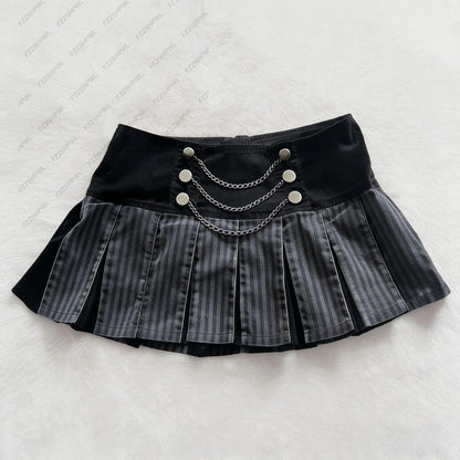 Y2K High Street grey A-line dress women's wear Harajuku hot Girl Sweet guy characteristic style slender elastic Cool denim dress
