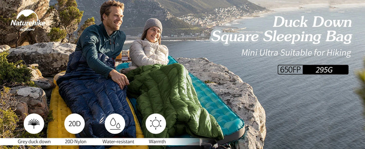 Naturehike CW295 Sleeping Bag Warm Waterproof Splicable Double Quilt 2 Person Ultralight Winter Camping Duck Down Sleeping Bags