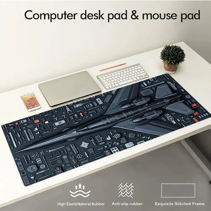 Large Airfield Theme Large Mouse Pad Stitched Edges Non-Slip Rubber Base XXL Gaming Keyboard Desk Mat Office Laptop Accessories