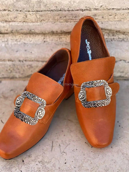 Vintage Medieval Renaissance Frock Shoes Unisex Block Heels With Buckle Boot Halloween Cosplay Costume Party Historical Footwear