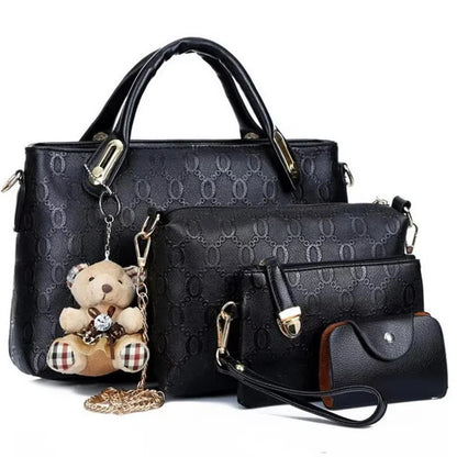 Multifunction 4pcs/Set Women Bag PU Leather Luxury Designer Bags Handbag Messenger Bag Shoulder Bag Wallet Bags Storage Bag