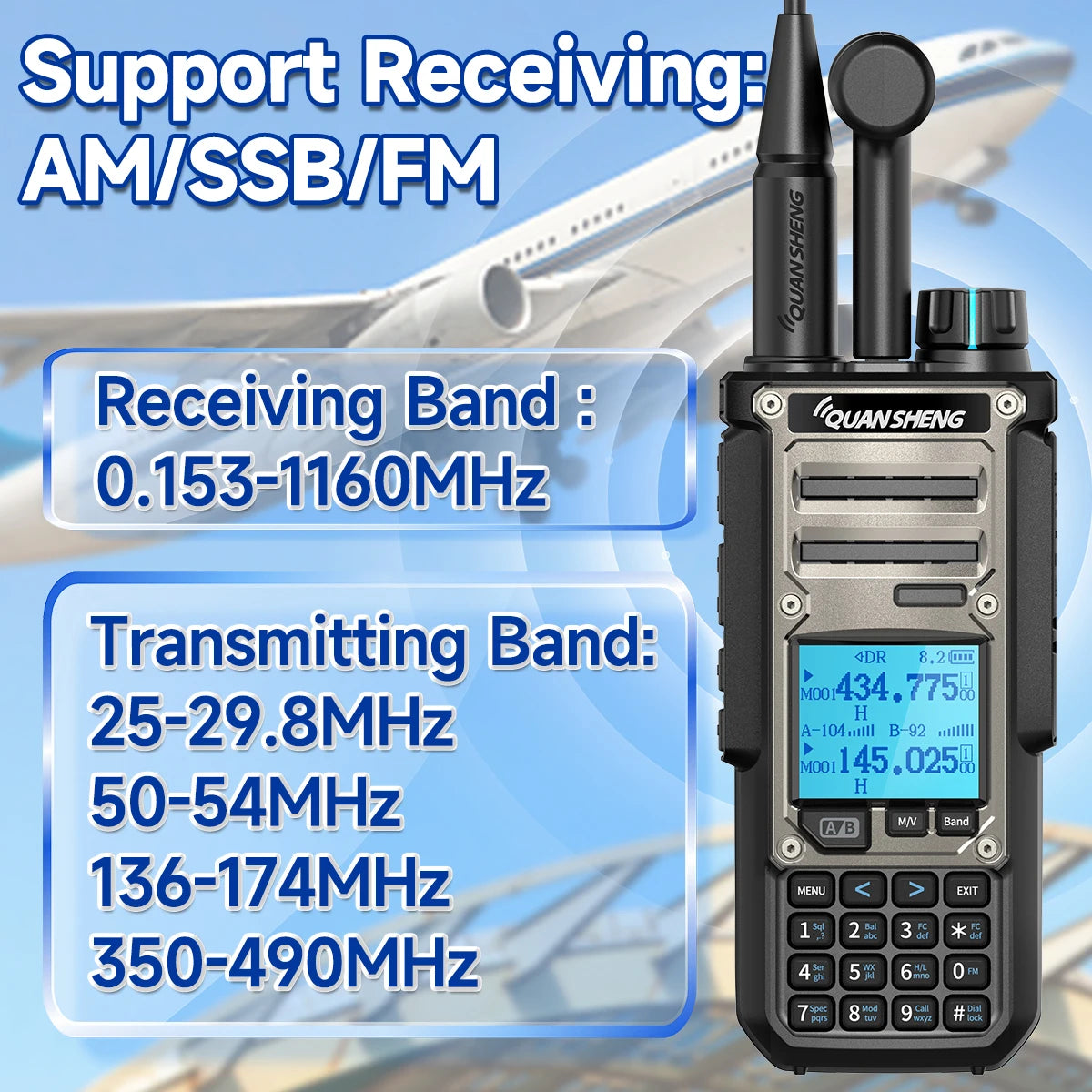 Quansheng TK11 8 Walkie Talkie 10W Dual Receiving PTT AM SSB 27MHz CB CW LSB LW MW SW Type-C NOAA for UV-K5 8 Ham Radio TK-11 5