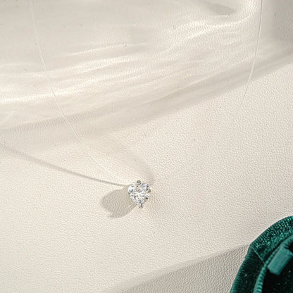 EWYA GRA Certified 1CT Marquise Cut Moissanite Pendant Necklace for Woman 925 Silver Fishing Line Water Drop Diamond Necklaces