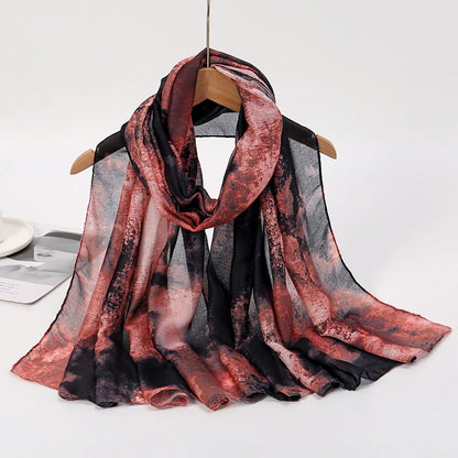 1Pcs Ramadan Hijab for Women Crocodile Print Bohemian Watercolor Soft Muslim Hijabs Floral Breathable Shawl Wrap Scarf Headscarf