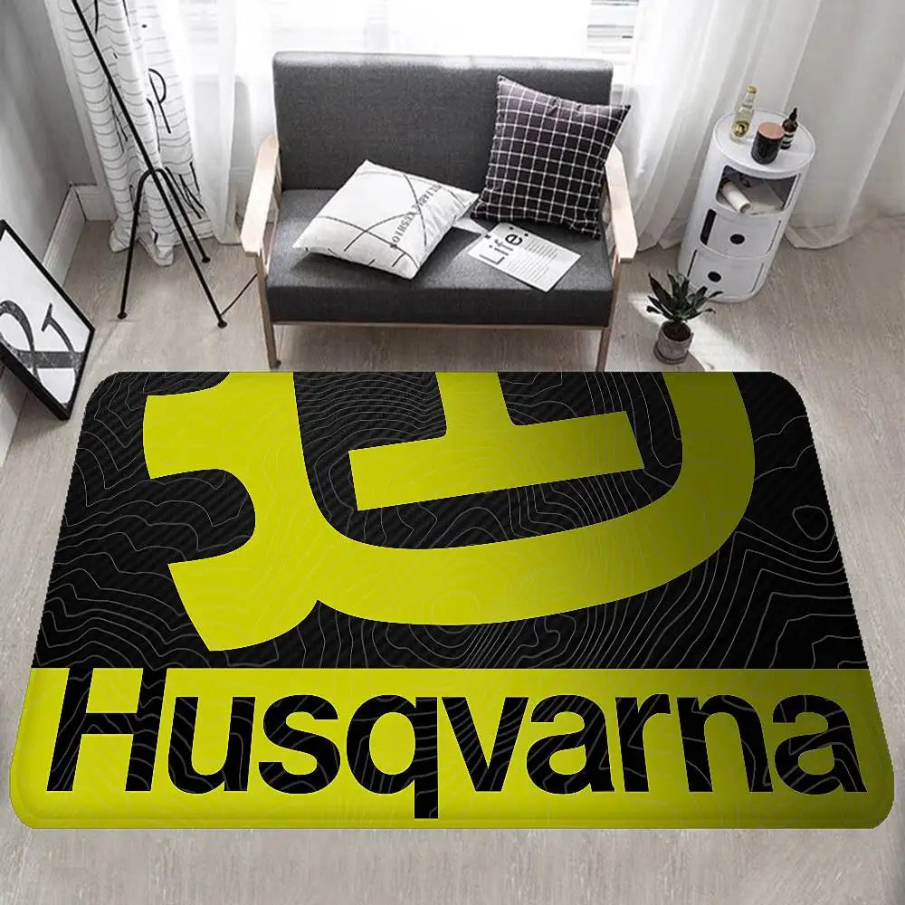 H-Husqvarna Logo Floor Mat INS Style Soft Bedroom Floor House Laundry Room Mat Anti-skid Household Carpets