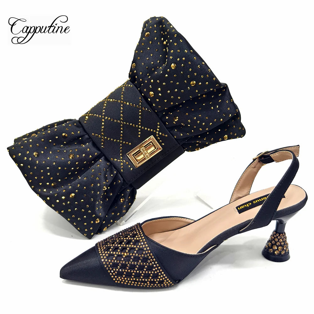 Fuchsia Women Shoes And Bag Set African Ladies Pumps Match With Handbag Sandals Clutch Fashion Escarpins Femmes Sandales CR838