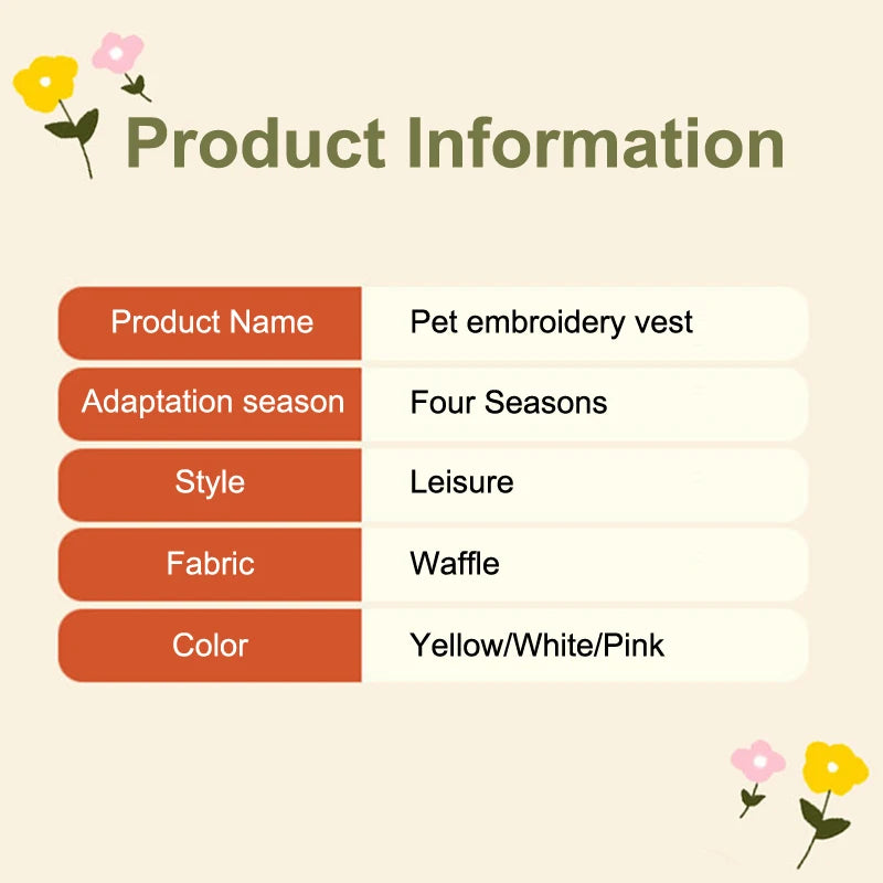 1pc Waffle Knit Pet Vest Cute Puppy Coat Shirts With Leash Ring Adjustable Breathable Dog And Cat Shirt For Spring/summer