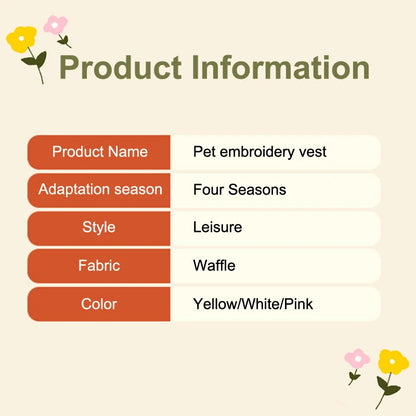 1pc Waffle Knit Pet Vest Cute Puppy Coat Shirts With Leash Ring Adjustable Breathable Dog And Cat Shirt For Spring/summer
