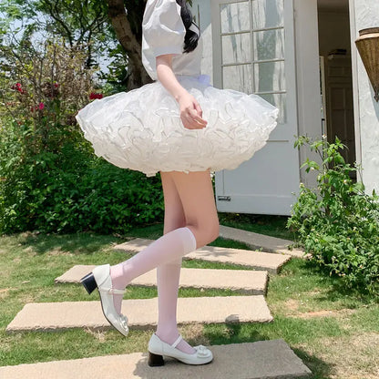 Multi-layer Ruffled Petticoats For Women Fluffy Bubble Skirt Crinoline Underskirt No Hoop Boneless Lolita Puffy Skirt Mini Skirt