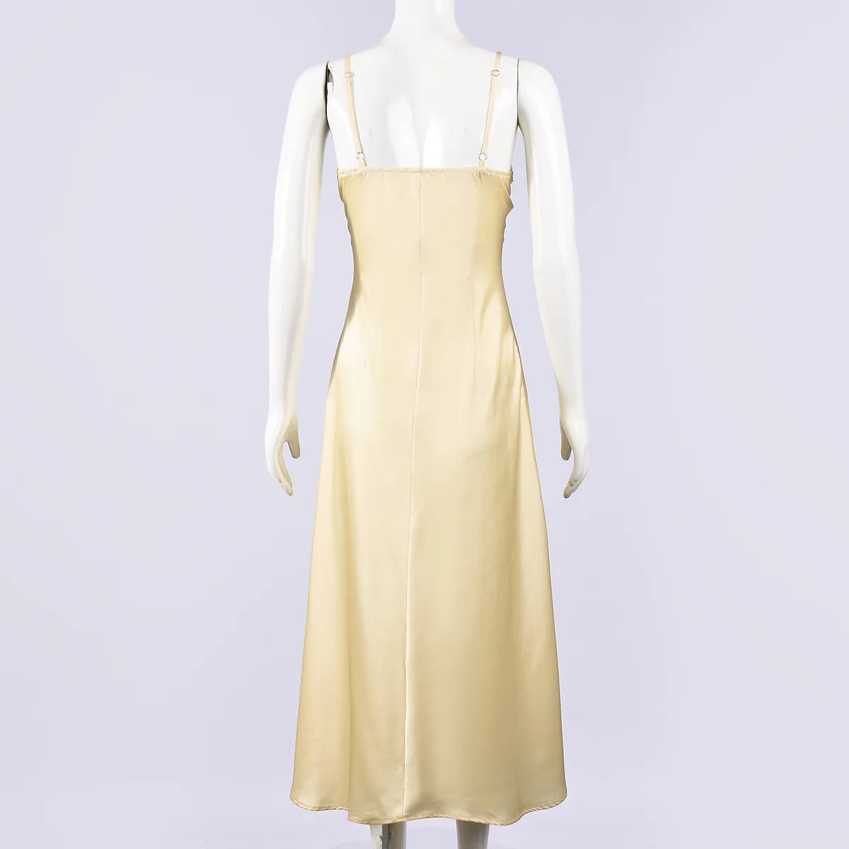 Elegant Women's Backless Yellow Lace Dresses Cross-back Design Long Slim Fit A-line Summer Dress Y2k Vacation Travel Vestido2026