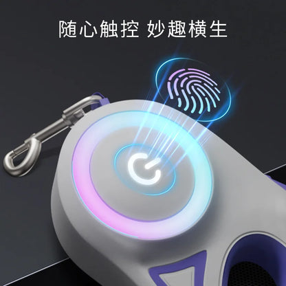 3M/5M Automatic Retractable Dog Leash with Flashlight, LED Glowing at Night Walking Leash, Durable Nylon Outdoor Leash for Dog