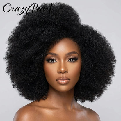 Afro Kinky Curly Wig 13X2 T Part Lace Front Wigs 200% Density Human Hair Blended Kinky Curly Lace Frontal Wigs for Black Women