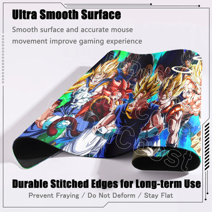 Rubber Anti-slip Mouse Pad Gamer Computer Washable Dragon Ball Desk Mat XXL HD Print Goku Keyboard With Stitch Edge For LOL CSGO