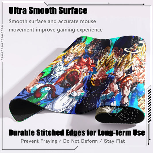 Rubber Anti-slip Mouse Pad Gamer Computer Washable Dragon Ball Desk Mat XXL HD Print Goku Keyboard With Stitch Edge For LOL CSGO